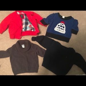 Barely worn sweaters and jacket for baby boy.